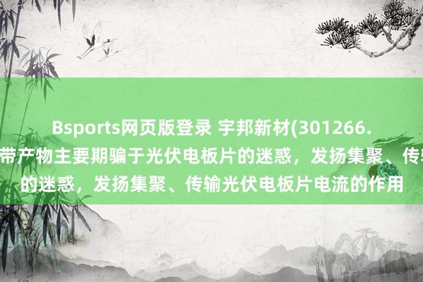 Bsports网页版登录 宇邦新材(301266.SZ)：光伏组件用涂锡焊带产物主要期骗于光伏电板片的迷惑，发扬集聚、传输光伏电板片电流的作用