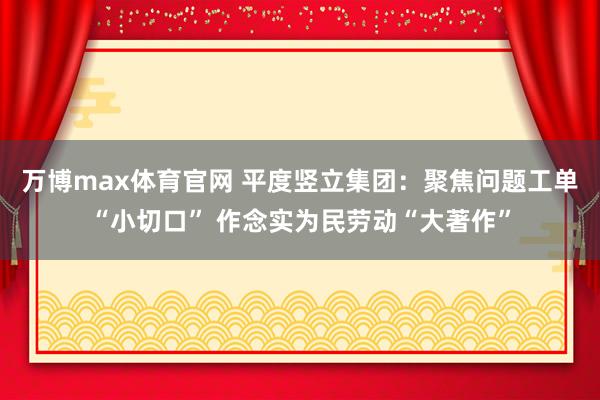 万博max体育官网 平度竖立集团：聚焦问题工单“小切口” 作念实为民劳动“大著作”