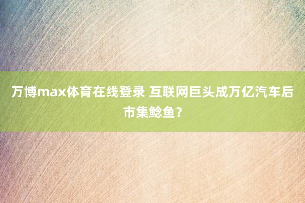 万博max体育在线登录 互联网巨头成万亿汽车后市集鲶鱼？