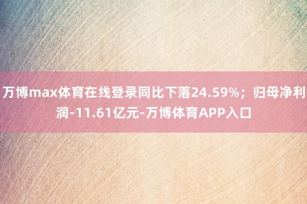 万博max体育在线登录同比下落24.59%；归母净利润-11.61亿元-万博体育APP入口