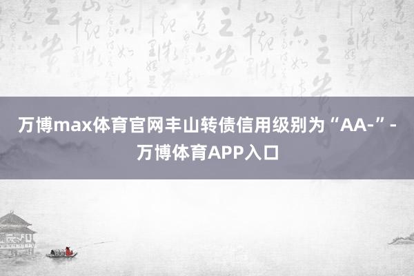 万博max体育官网丰山转债信用级别为“AA-”-万博体育APP入口